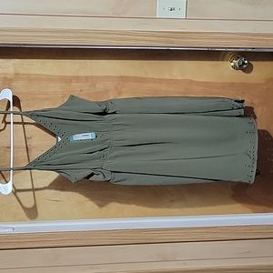 OLIVE colored sundress with eyelet cutouts